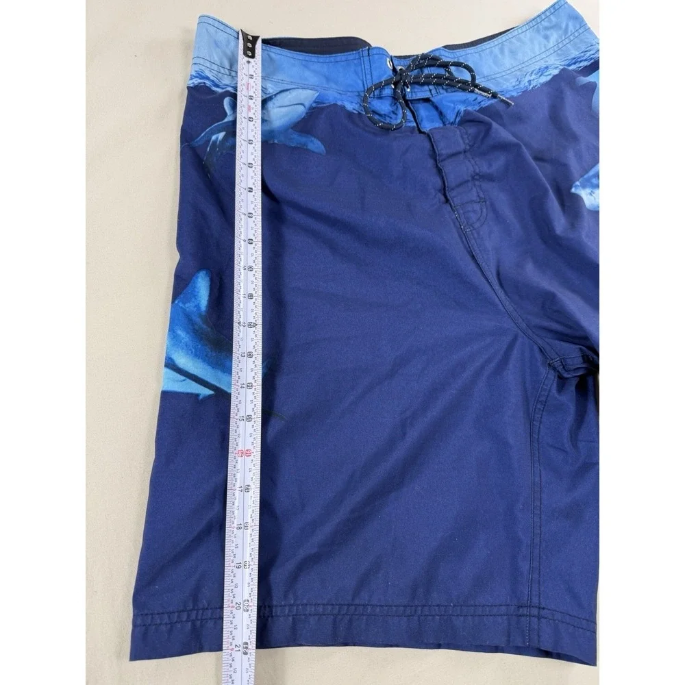 Nautica Mens 38W Blue Shark Board Shorts Surf Poolside Beach Vacation